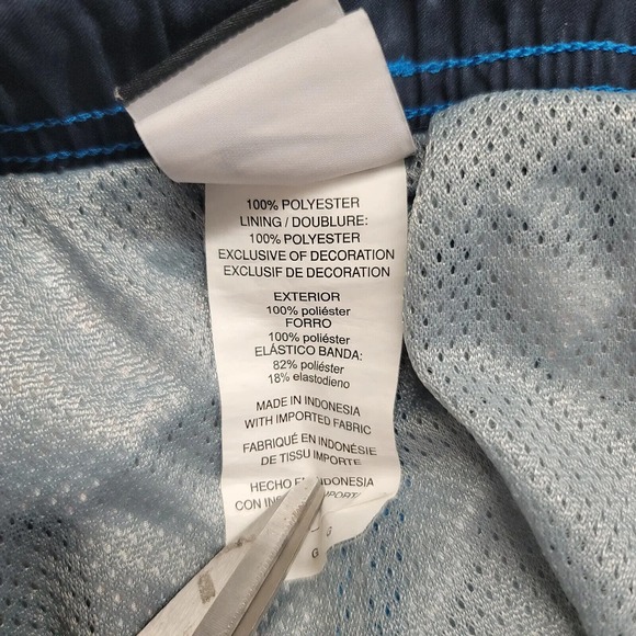 Nike Shorts Mens Large Blue Swim Trunks Lined Striped Geometric Swoosh Logo - Picture 8 of 14